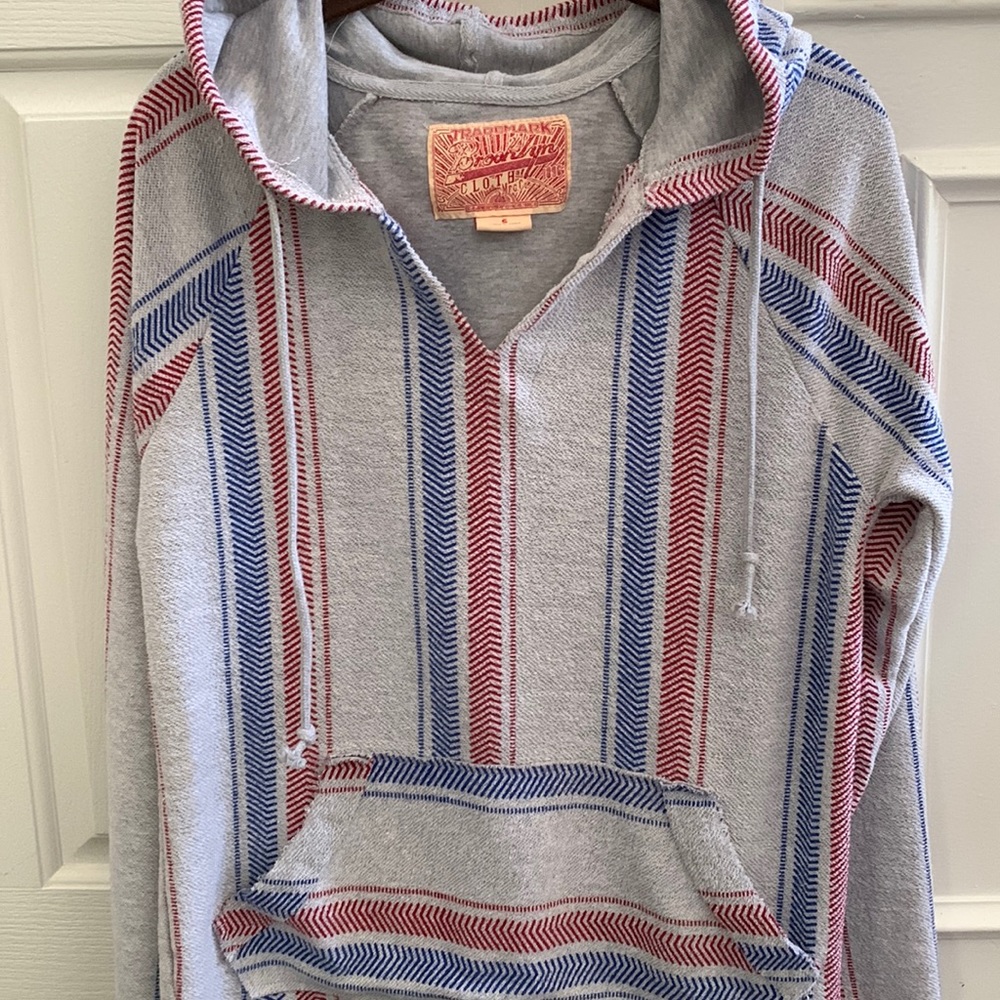 Brooklyn Cloth Loose Gray Pullover Beach Coastal Hoodie Small